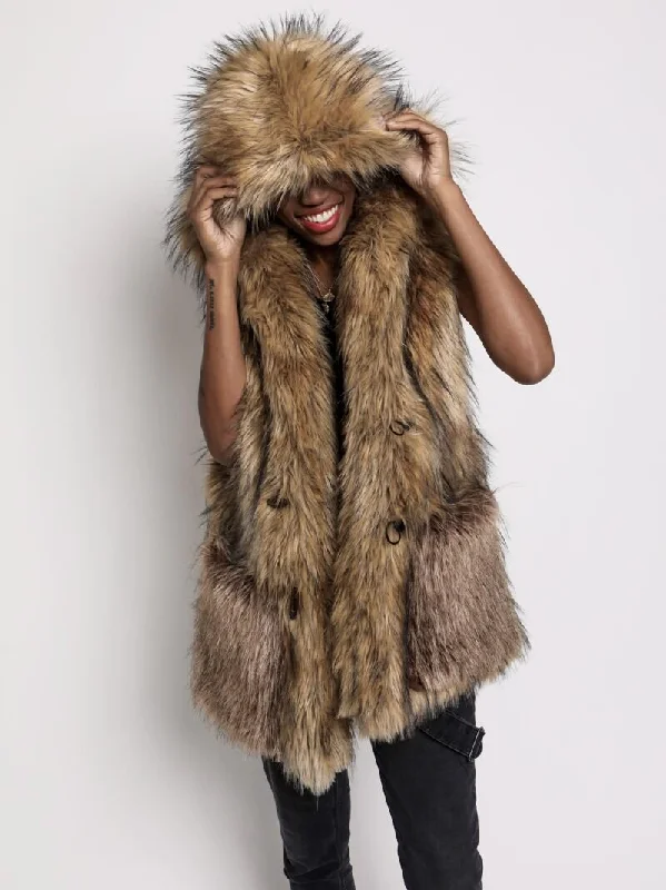 VIP Member Discount Golden Jackal Hooded Faux Fur Vest | Women's