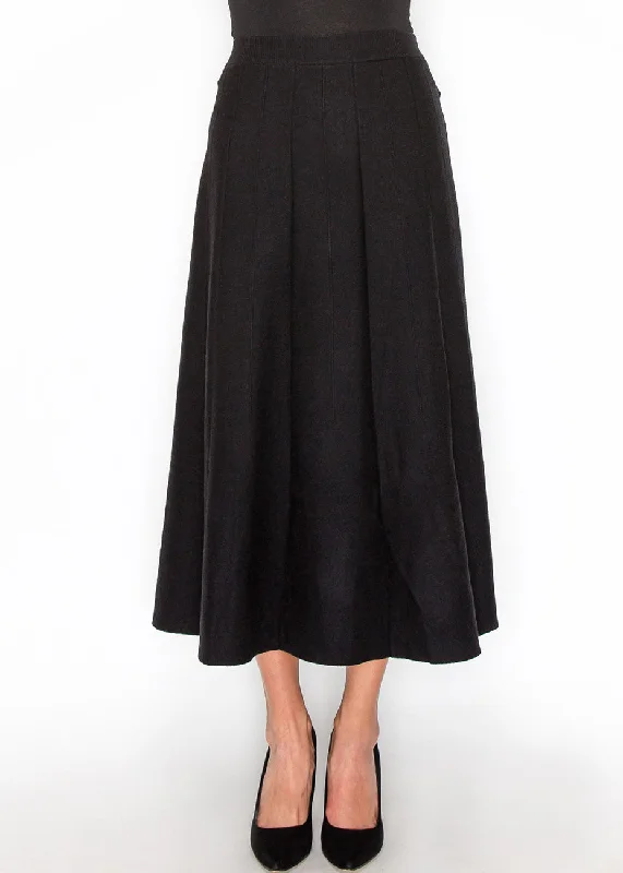 Casual Women's Clothing Classic A-Line Black Pleated Midi Skirt