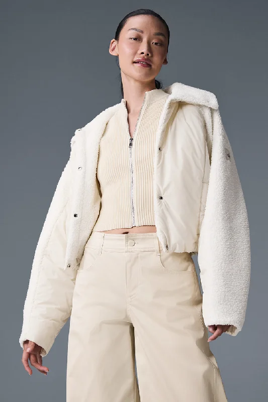 Women's Formal Apparel Sherpa Cozy Escape Puffer - Ivory/Ivory