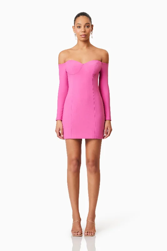 Women's Office Outfit Janelle Long Sleeve Mini Dress In Pink