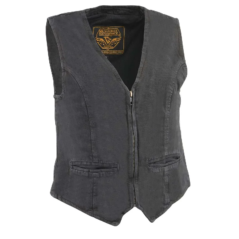 Women's Layered Outfit Milwaukee Leather DM1246 Women's Black 'V-Neck Collar' Denim Vest