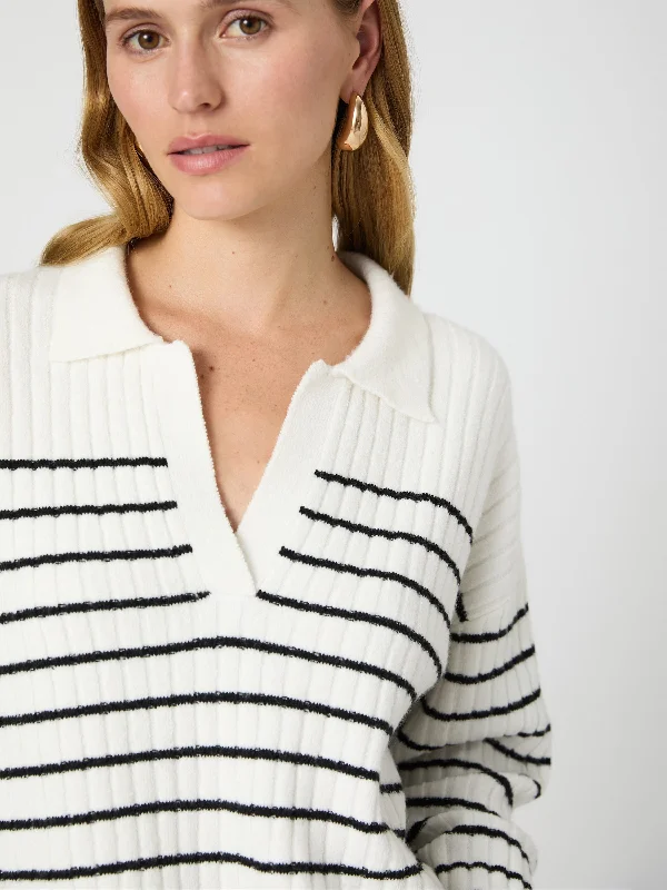 Comfortable Casual Women's Clothing Vhari Collar Longsleeve Stripe Sweater