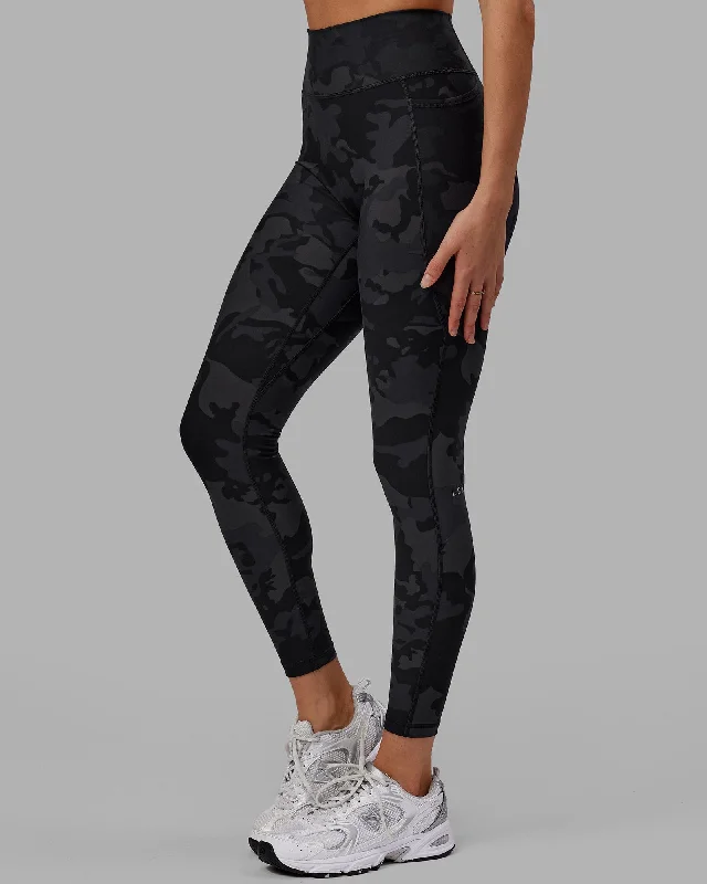 Chic Women's Clothing for Date Nights Fusion Full Length Leggings with Pockets - Black Camo