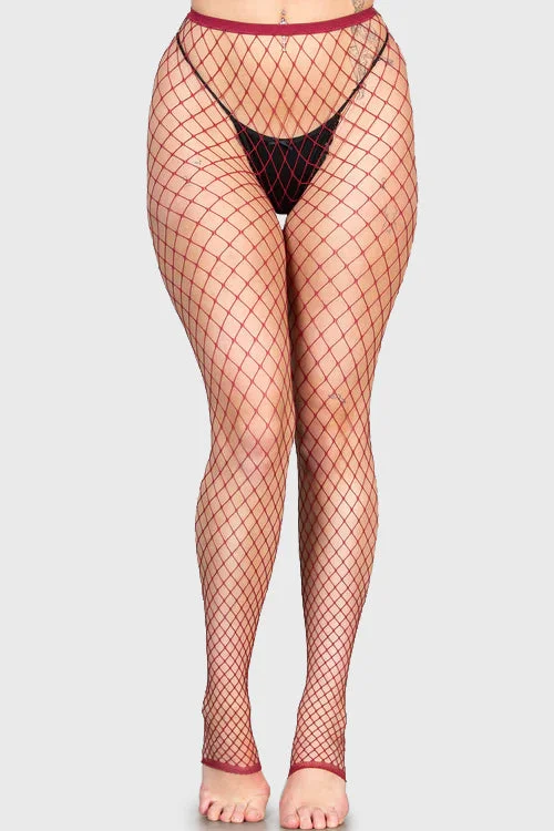 Comfortable Lounge Clothing All Caught Up Fishnet Leggings [BURGUNDY]