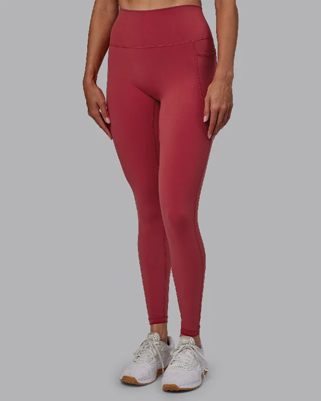 Women's Fashion Essentials Fusion Full Length Leggings with Pockets - Claret