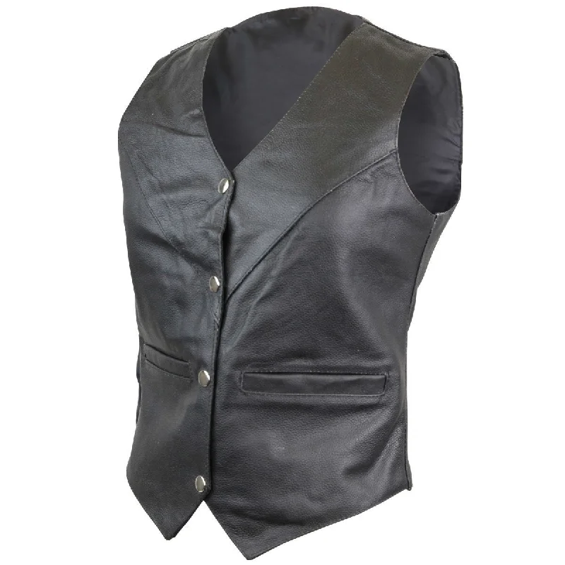 Women's Travel Garments VL1004S Ladies Milled Leather Plain Side Vest