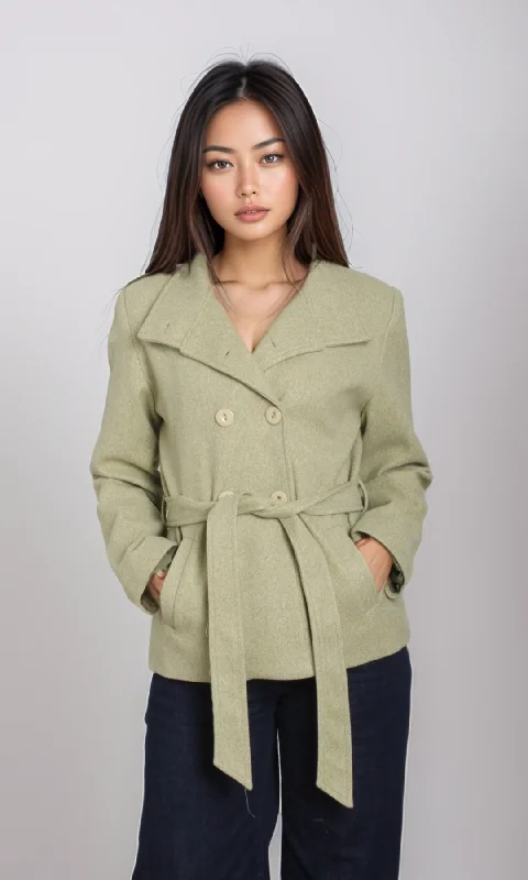 Effortless Chic for Women Women Stand Collar Jacket (Green)