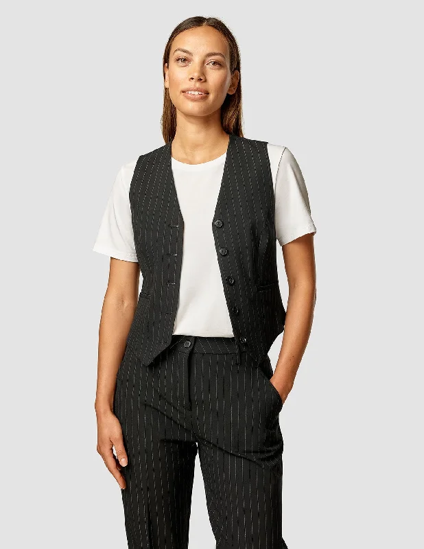 Clothing Brands Essential Vest Short Black Silver Pinstripe