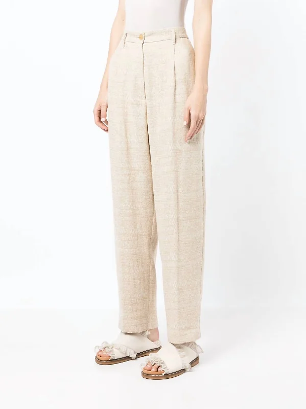 Women's Wedding Apparel Jacquard Trousers In Beige