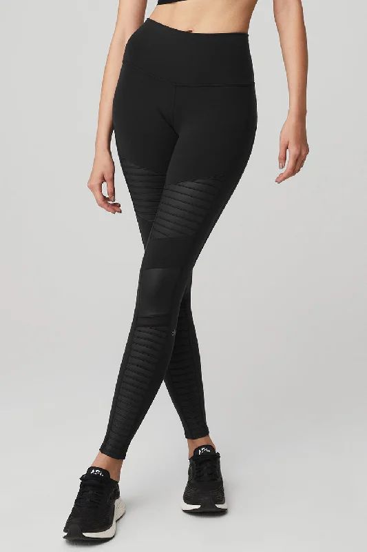 Women's Clothing for Every Season and Trend High-Waist Moto Legging - Black/Black Glossy Women's Clothing for Every Season and Trend High-Waist Moto Legging - Black/Black Glossy