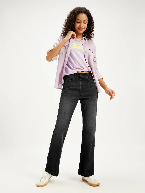 Women's Night-Out Outfit Women's Mid Rise Wedgie Bootcut Black Jeans