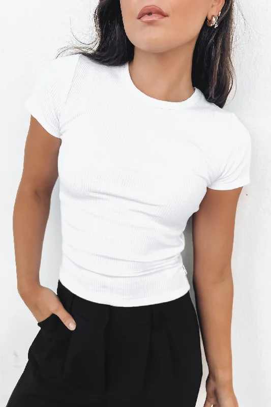 Casual and Comfortable Outfits Zah Core Rib Tee White