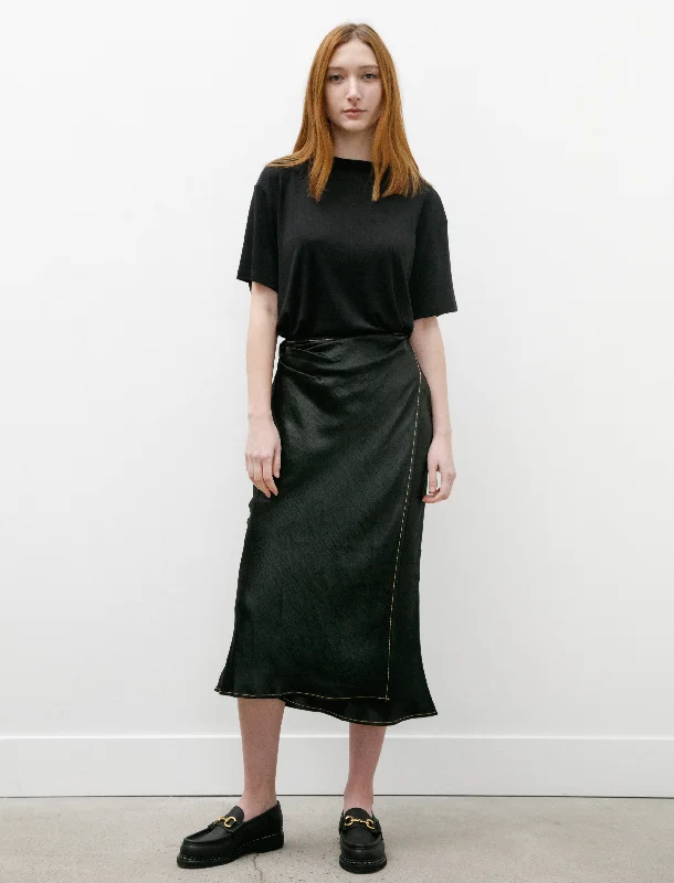 Sales Clothes Satin Wrap Skirt Black