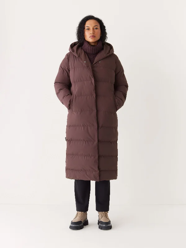 Women's Everyday Attire The Highland Long Puffer Coat in Burgundy