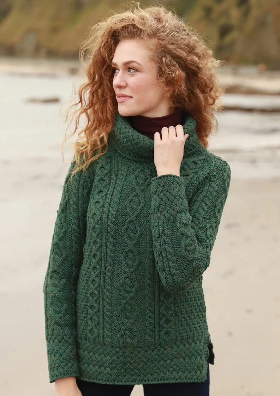 Stylish And Comfortable Clothing For Women Belcare Ladies Aran Roll Neck Sweater | Connemara Green Stylish And Comfortable Clothing For Women Belcare Ladies Aran Roll Neck Sweater | Connemara Green