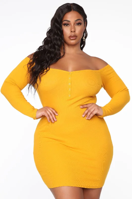 Trendy Women's Outfits for Casual Wear Will Always Love You Off Shoulder Mini Dress - Mustard Trendy Women's Outfits for Casual Wear Will Always Love You Off Shoulder Mini Dress - Mustard