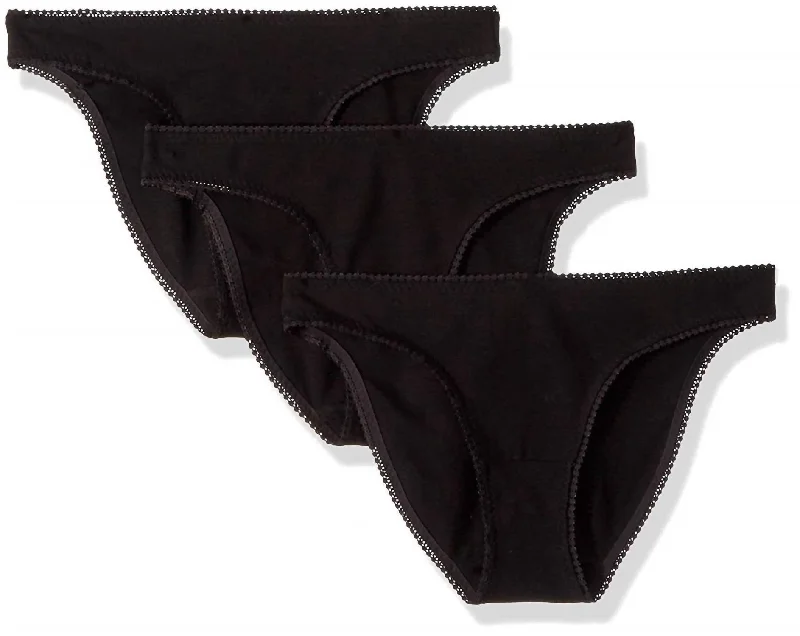 Women's Outerwear for All Weather Conditions Women's Cabana Cotton Bikini Panty - 3 Pack In Black