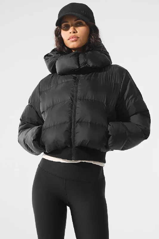 Women's Romantic Outfit Foxy Puffer Jacket - Black