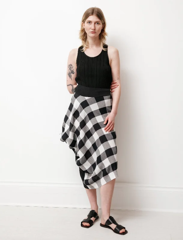 Women's Vacation Attire Asymmetric Gingham Skirt