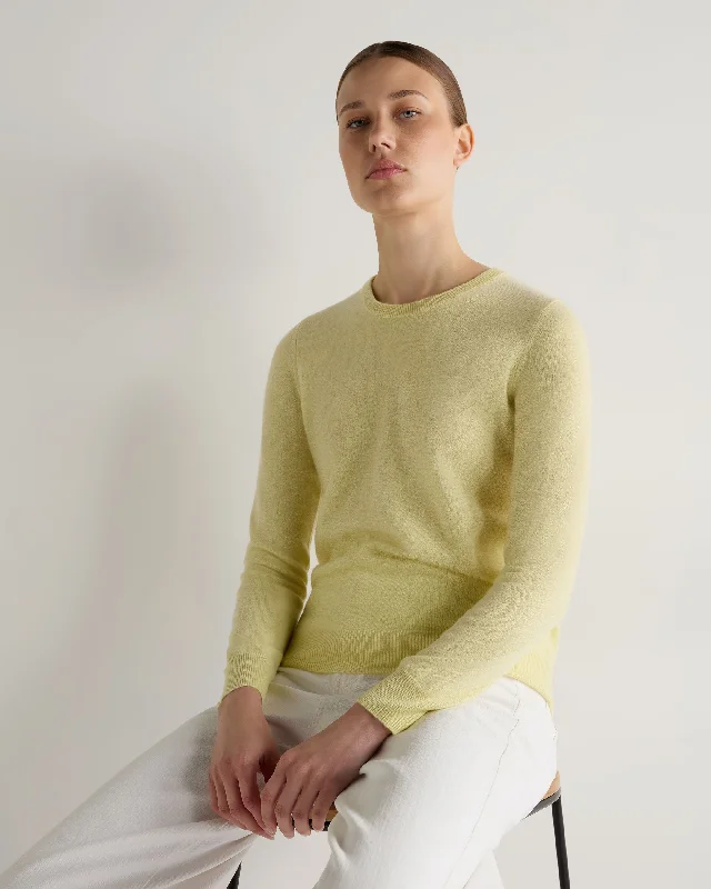 Women's Versatile Apparel Women's Evie Classic Round Neck Cashmere Sweater Granita Yellow Women's Versatile Apparel Women's Evie Classic Round Neck Cashmere Sweater Granita Yellow