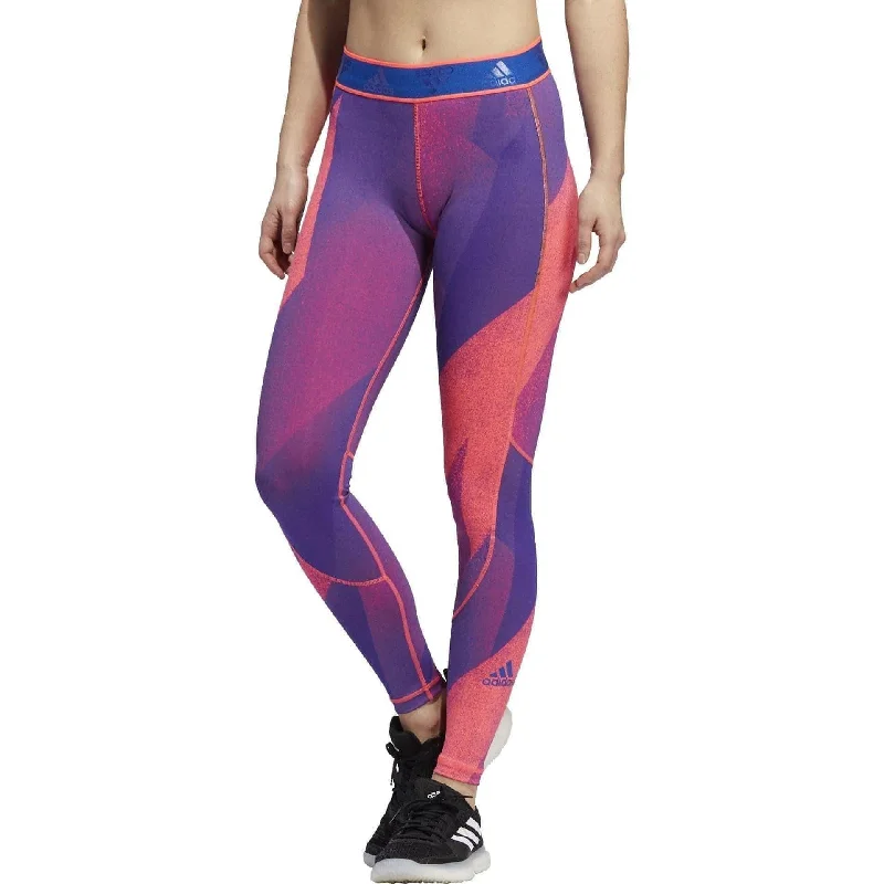 Fashionable Women's Casual Apparel adidas AlphaSkin Graphic Womens Long Training Tights - Pink