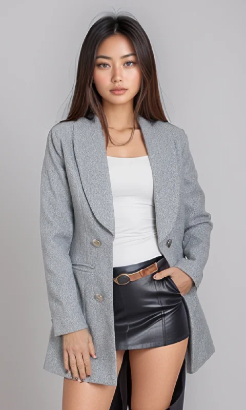 Timeless Women's Fashion Styles Women Elegant Overcoat (Grey)