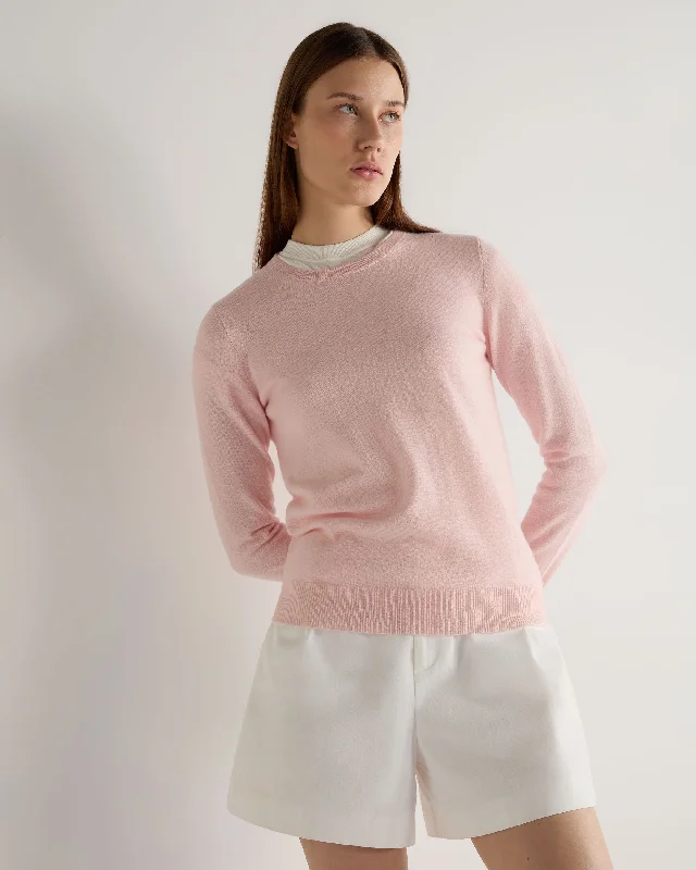 Women's Trendy Activewear Apparel Women's Evie Classic Round Neck Cashmere Sweater Blossom Pink Women's Trendy Activewear Apparel Women's Evie Classic Round Neck Cashmere Sweater Blossom Pink