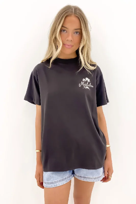 Women's Classic Attire Malibu Shores Oversized Tee Washed Black