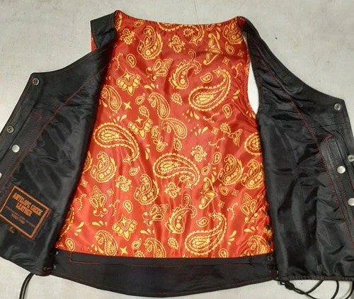 Women's Formal Wear Ladies Leather Vest with Red/Gold Paisley Lining 6753.00 WV