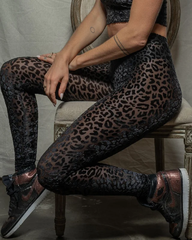 Women's Trendy Outfits Women's Velvet Leggings | Black Leopard