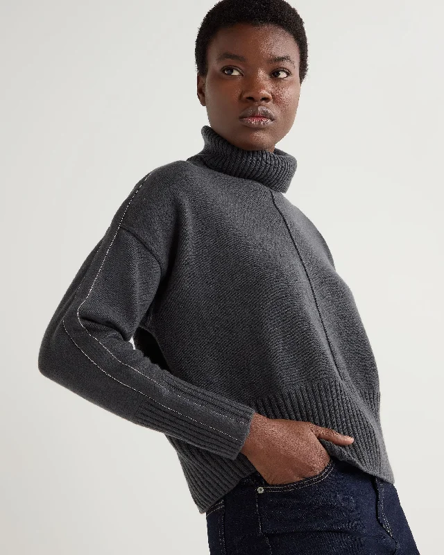 Sale On Clothing Women's Mollie Metal Turtle Neck Cashmere Sweater Anthracite Grey