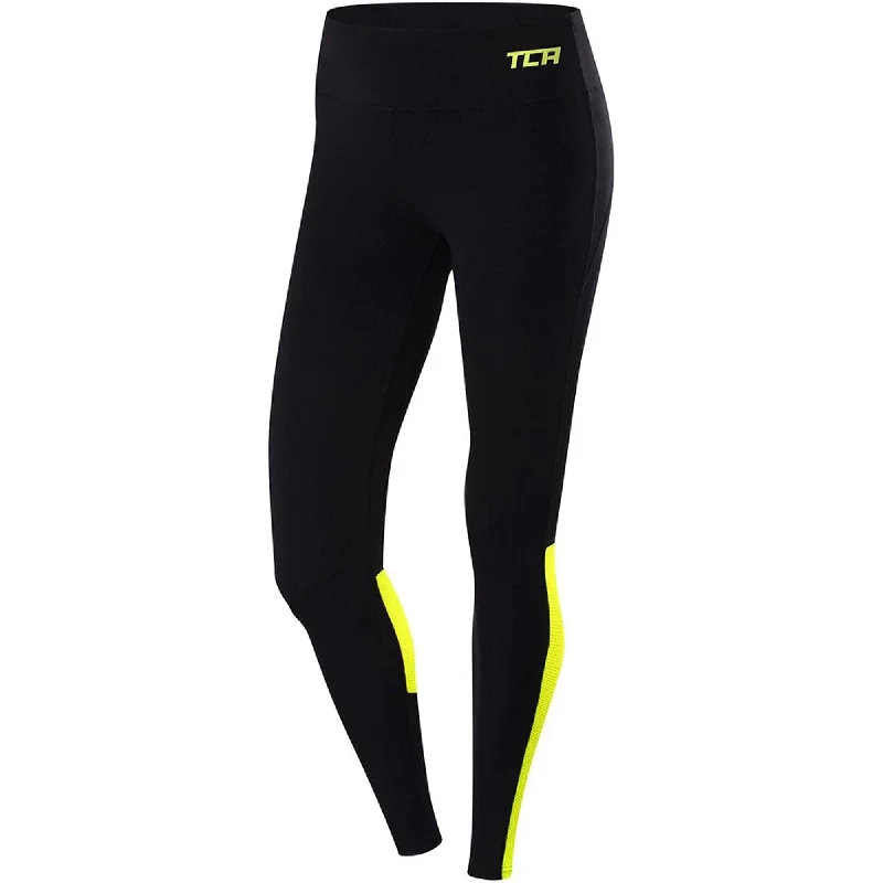 Fashionable Women's Wardrobe TCA Hex Mesh Womens Long Running Tights - Black