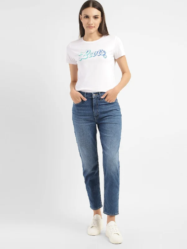 Women's Activewear Attire Women's High Rise Mom Loose Tapered Fit Jeans
