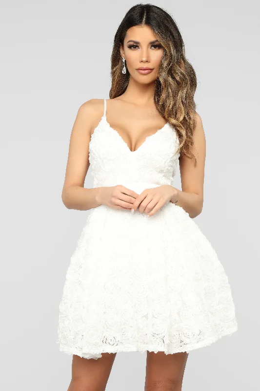 Stylish And Comfortable Clothing For Women Unforgettable Moments Flare Mini Dress - White Stylish And Comfortable Clothing For Women Unforgettable Moments Flare Mini Dress - White