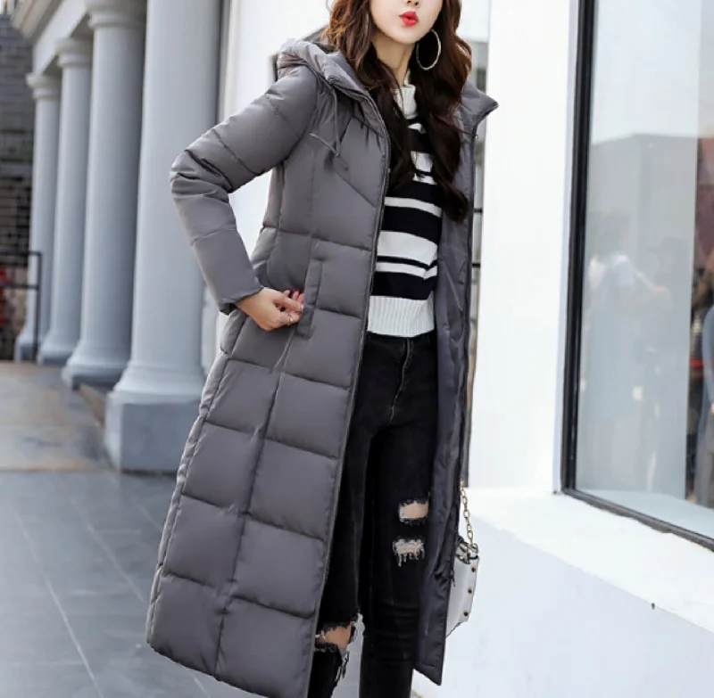 Fashionable Women's Wardrobe Womens Long Puffy Jacket with Hood