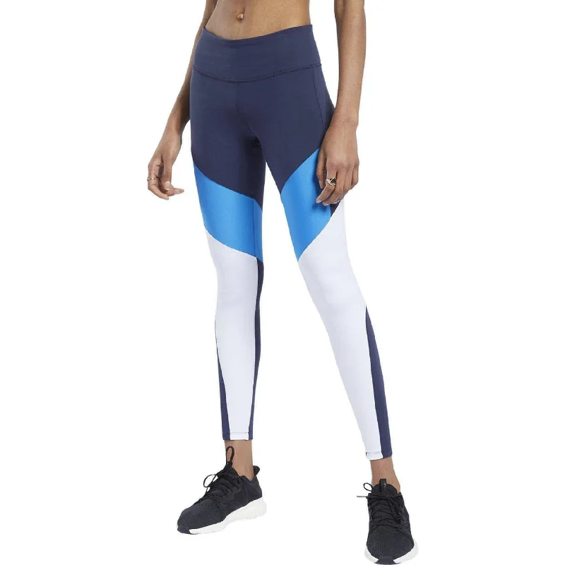 Women's Athleisure Apparel Reebok Lux 2.0 Mid Rise Womens Long Training Tights - Blue