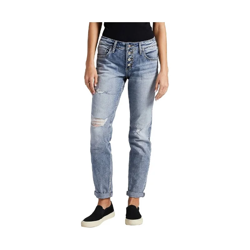 Women's Clothing With Trendy Designs Silver Jeans Co. Women's Boyfriend Mid Rise Slim Leg Jean - Indigo Women's Clothing With Trendy Designs Silver Jeans Co. Women's Boyfriend Mid Rise Slim Leg Jean - Indigo