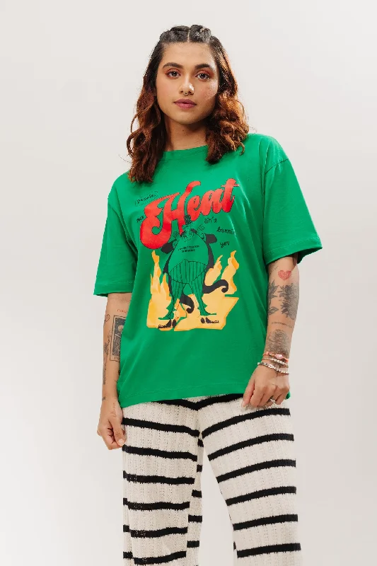 Women's Transitional Attire Green Raging Oversized Tees