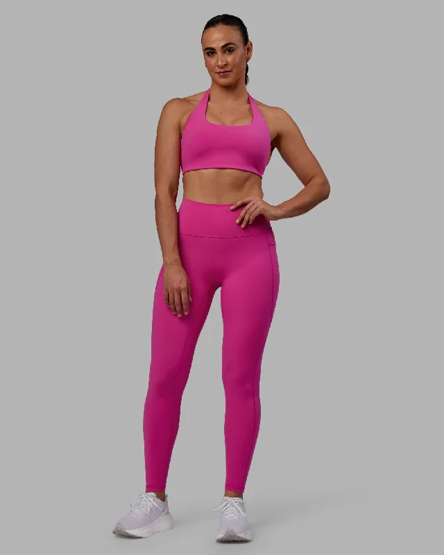 Women's Elegant Outfit Fusion Full Length Leggings with Pockets - Fuchsia Pink