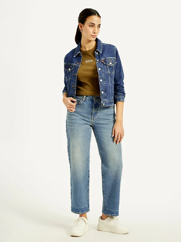 Classic Women's Clothing Styles Women's Mid Rise 94 Baggy Fit Blue Jeans