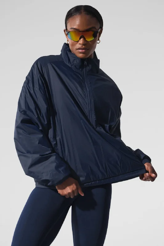 Casual Garments For Women Latitude Light Weight 1/2 Zip Pullover Jacket - Navy