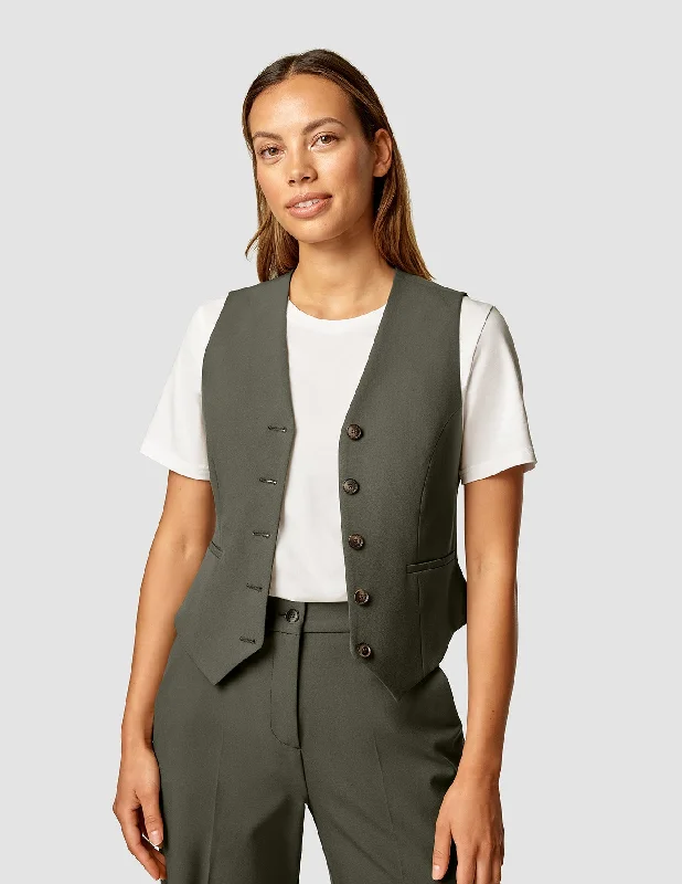 Women's Clothing Online Essential Vest Short Dark Olive