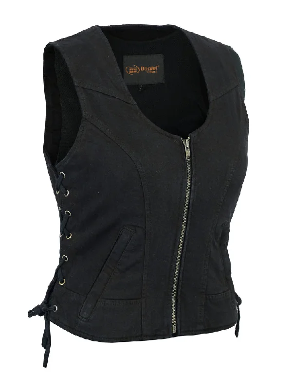 Women's Professional Outfit DM942BK Women's Stylish Black Denim Vest