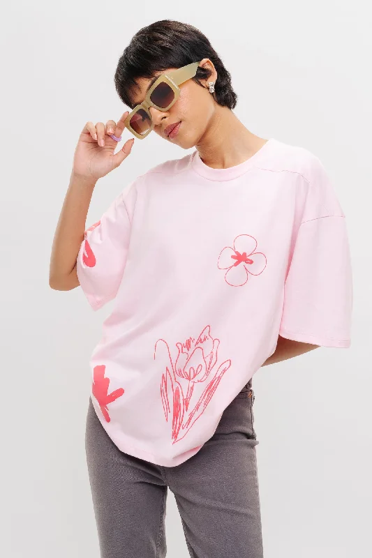 Comfortable Women's Apparel Blush Pink Floral Tees