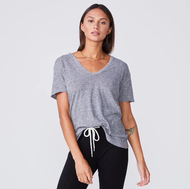 Outfits For Girls Textured Tri-Blend Relaxed V Neck Tee