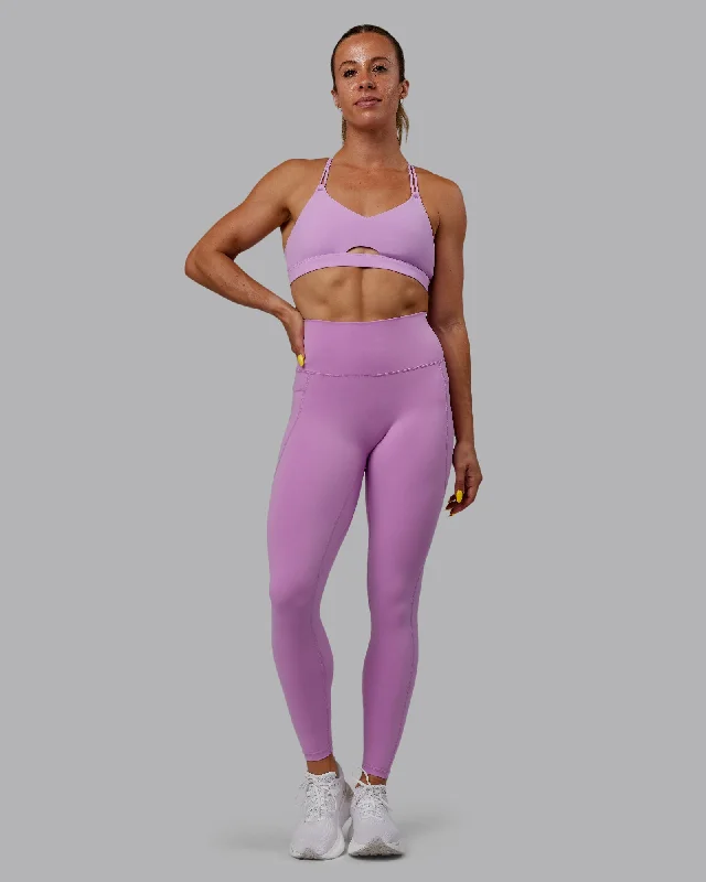 Women's Activewear Outfit Fusion Full Length Leggings with Pockets - Light Violet