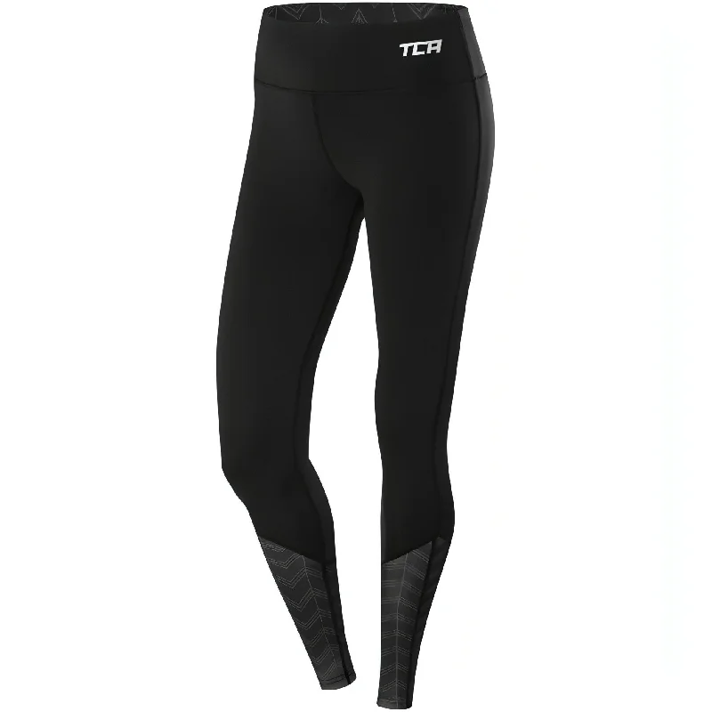 Women's Evening Wear TCA Impulse Printed Womens Long Running Tights - Black