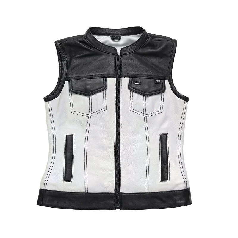 High Street Women's Fashion for Trendy Shoppers Halo Women's Club Style Motorcycle Leather Vest - Limited Edition