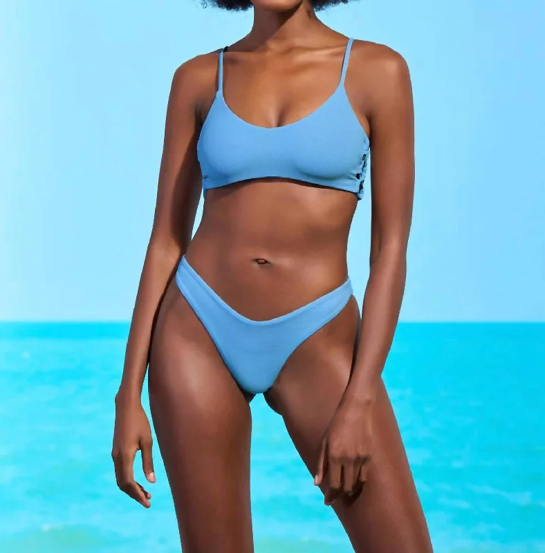 Women's Stylish Professional Garments Splendour High Leg Bikini Bottom In Stone Blue