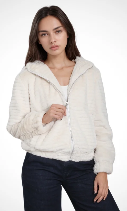 Comfortable Loungewear for Women Women Fur Short Jacket (Off White)